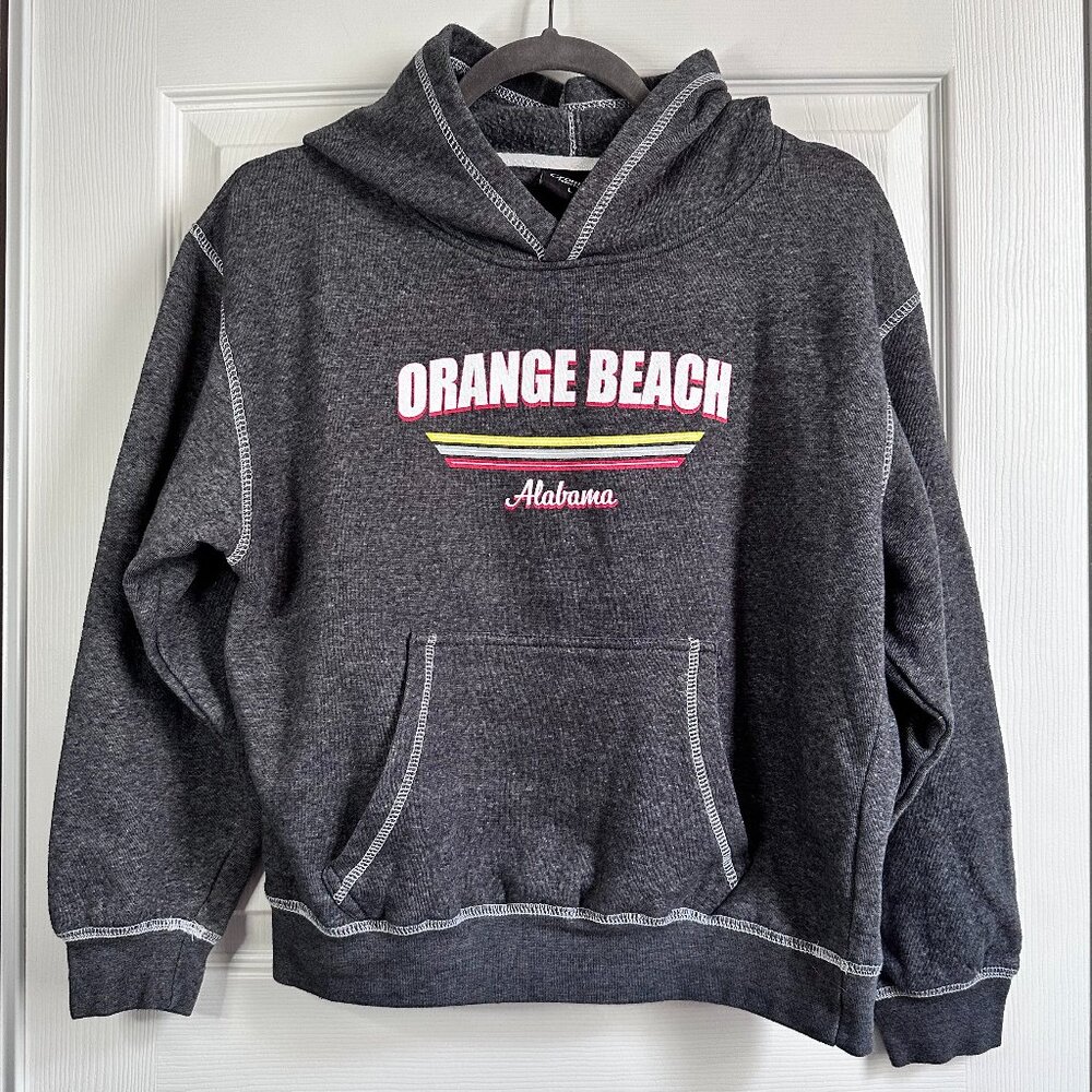 Women's Large Orange Beach Alabama Hooded Fleece Lined Graphic Sweatshirt Gray
